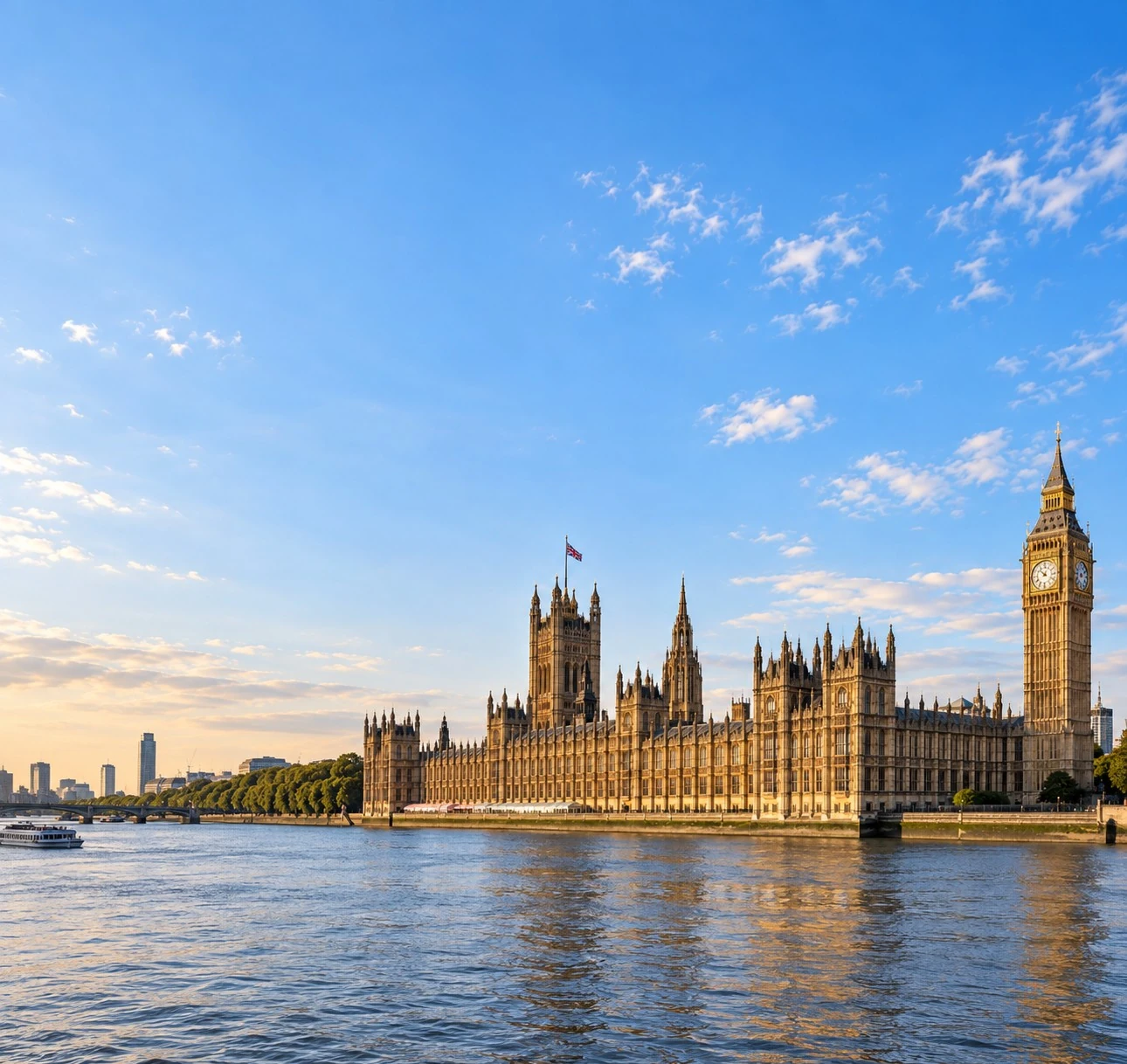 The Palace of Westminster and Elizabeth Tower on the River Thames, seat of the UK Parliament whose regulatory and legislative activity feeds the workflow automation Matterwire delivers into a team’s own systems.
